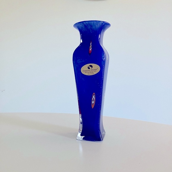 New Murano Blue and Orange Glass Art Vase - Picture 3 of 7